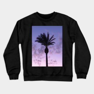 Tropical Palm Tree with beautiful sunset in violet, blue and pink Crewneck Sweatshirt